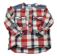 Červeno-bílo-tmavomodrá kostkovaná polokošile H&M