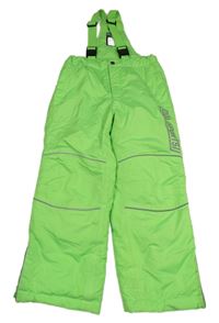 Neonově zelené šusťákové zimní oteplovačky s trakami dopodopo