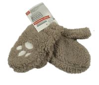 Nové - šedobéžové huňaté palcové rukavice s tlaplkou 