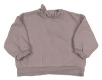 Fialovošedá oversize mikina s nápisom a golierikom s madeirou George