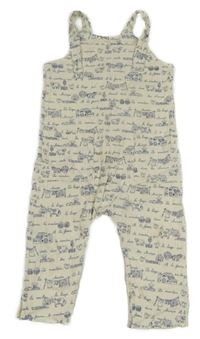 Smetanové žebrované laclové tepláky s farmou