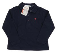 Nové - tmavomodré mikinotriko s palmou a golierikom mamino