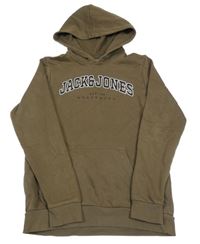 Hnědá mikina s logem a kapsou a kapucí JACK&JONES