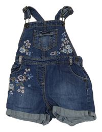 Modré riflové laclové kraťasy s kytičkami George