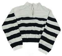 Bielo-čierna pruhovaná oversize crop mikina Page one young