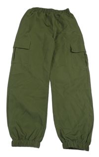 Khaki cargo cuff šusťákové kalhoty