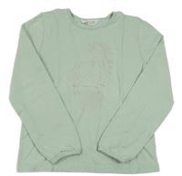 Světleolivová slabá mikina s jednorožcom H&M