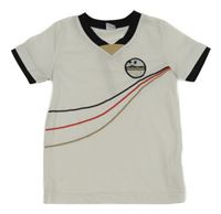 Bielo-čierno-béžový športové futbalový dres Deutshland a číslom Y.F.K.