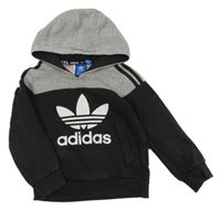 Černo-šedá/melírovaná mikina s kapucí Adidas