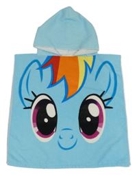 Světlemodrá froté pončo osuška s pony a kapucí 