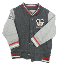 Tmavošedo-sivá melírovaná baseballová mikina s Mickey early days