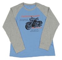 Modro-šedé/melírované pyžamové triko s motorkou wolfwear