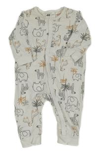 Biely overal so zvieratkami a palmami H&M