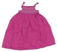 Fuchsiové bavlnené žabičkové šaty s výšivkami Palomino