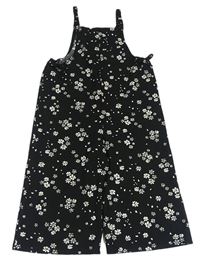 Čierny kvetovaný ľahký nohavicový overal Matalan