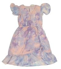 Růžovo-lila-světlemodré šifonové šaty H&M