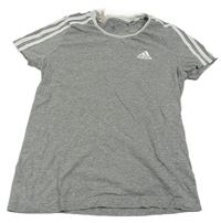 Šedé melírované tričko s logem Adidas