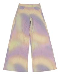LIla-meruňkovo-ružové batikované wide leg tregíny H&M