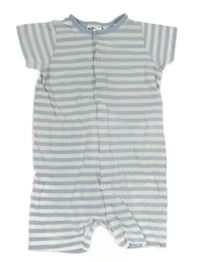 Světlemodro-bílý pruhovaný bavlněný kraťasový overal H&M