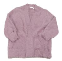 Starorůžový chlupatý svetrový cardigan Next