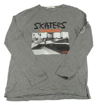 Šedé melírované triko se skateboardistou H&M