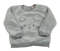 Sivá chlpatá mikina s mačkou Ergee