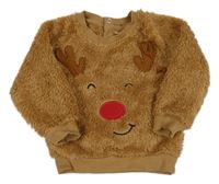 Hnedá chlpatá mikina so sobom zn. Lupilu