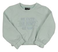 Svetlomodrá crop mikina s nápisom Ergeenomixx