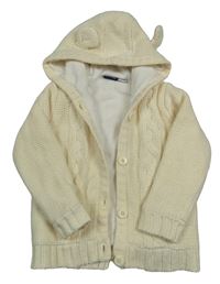 Krémový zateplený propínací svetr s kapucí Lupilu