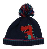 Tmavomodrá pletená čapica s dinosaurom a brmbolcom Matalan