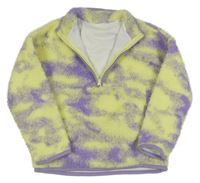 Lila-žlutá batikovaná huňatá podšitá mikina Dunnes