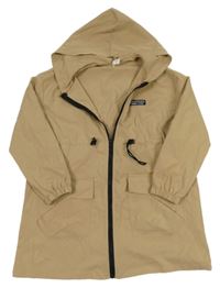 Hnedá šušťáková parka s nášivkou a kapucňou Shein