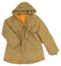 Hnědý šusťákový zimní kabát s kapucí H&M