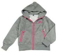 Sivá melírovaná športová prepínaci mikina s výšivkou a kapucňou