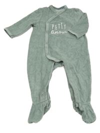 Zelenošedý sametový overal s nápisem