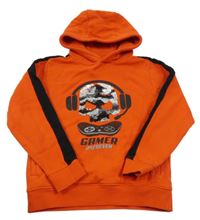 Červená mikina s lebkou z překlápěcích flitrů a kapucí Next