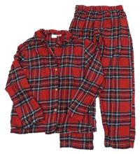 Červeno-čierno-biele kockované flanelové pyžama Zara