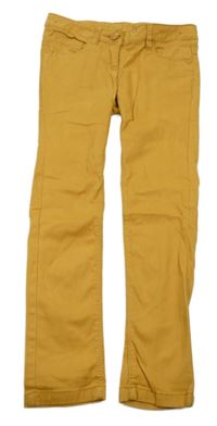 Okrové plátěné skinny kalhoty Next