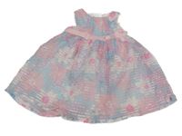 Světlemodro-ružové kvetované pruhované šaty Cool Club