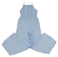 Světlemodrý květovaný lehký kalhotový overal H&M