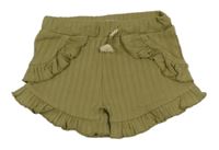 Khaki rebrované kraťasy s kanýry