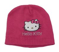 Fuchsiová pletená čepice s Hello Kitty Sanrio