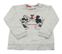 Sivá melírovaná mikina s Mickeym a Minnie zn. H&M