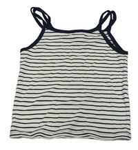 Bielo-modrý pruhovaný rebrovaný crop top Zara