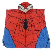 Červeno-modré froté osuškové pončo s kapucí - Spiderman Next