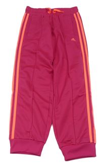 Růžové sportovní tepláky s pruhy a logem Adidas