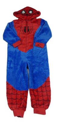 Modro-červená plyšová kombinéza s kapucí - Spiderman Marvel