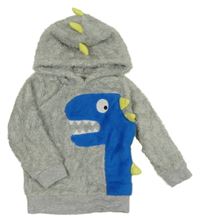 Sivá chlpatá mikina s dinem a kapucňou Bluezoo