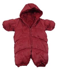 Vínová šusťáková zimní kombinéza s kapucí 