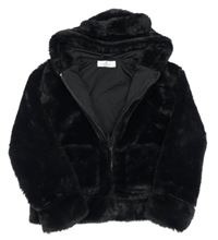 Černá kožešinová podšitá bunda s kapucí H&M
